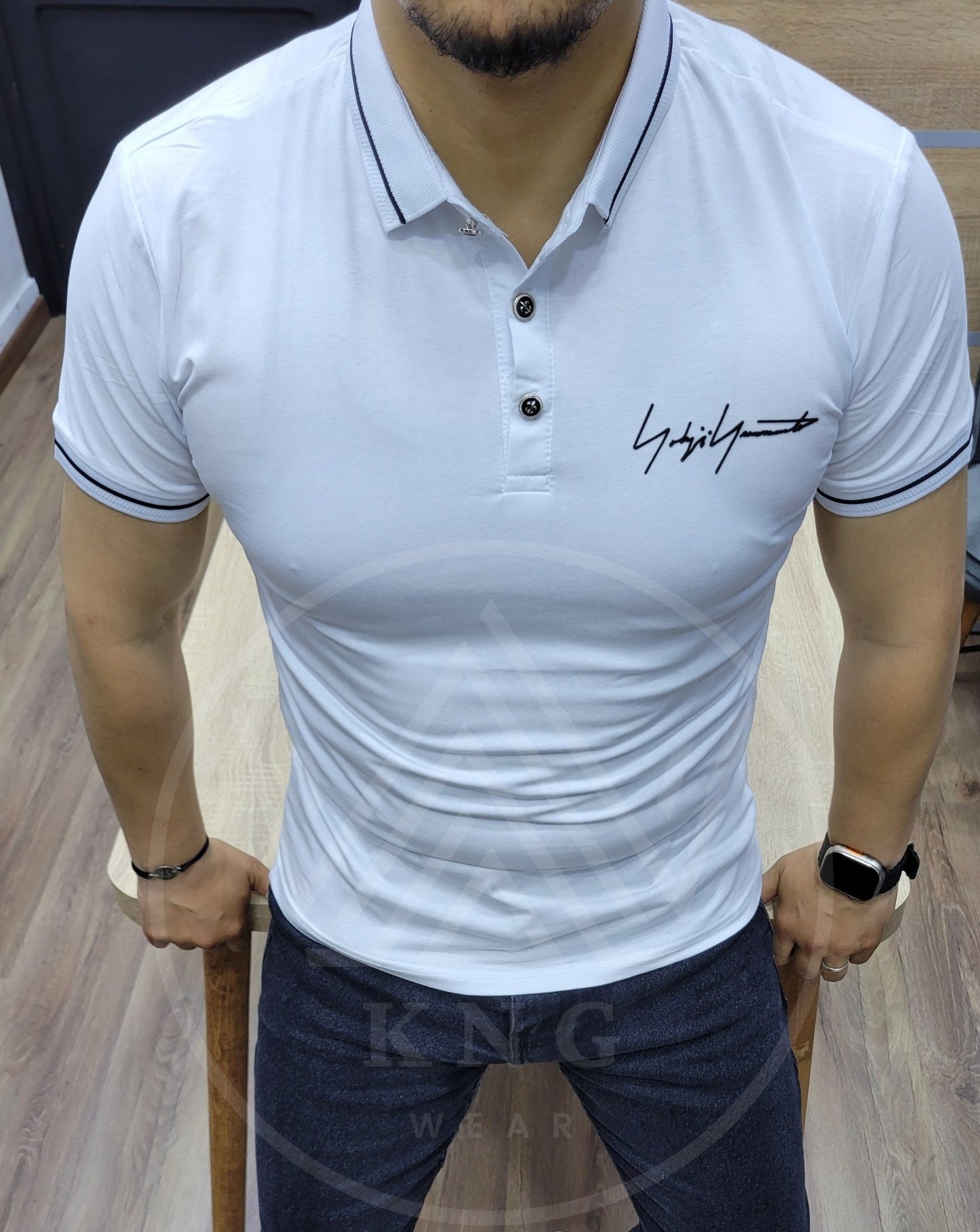 T-Shirt 03 - Col Polo Blanc