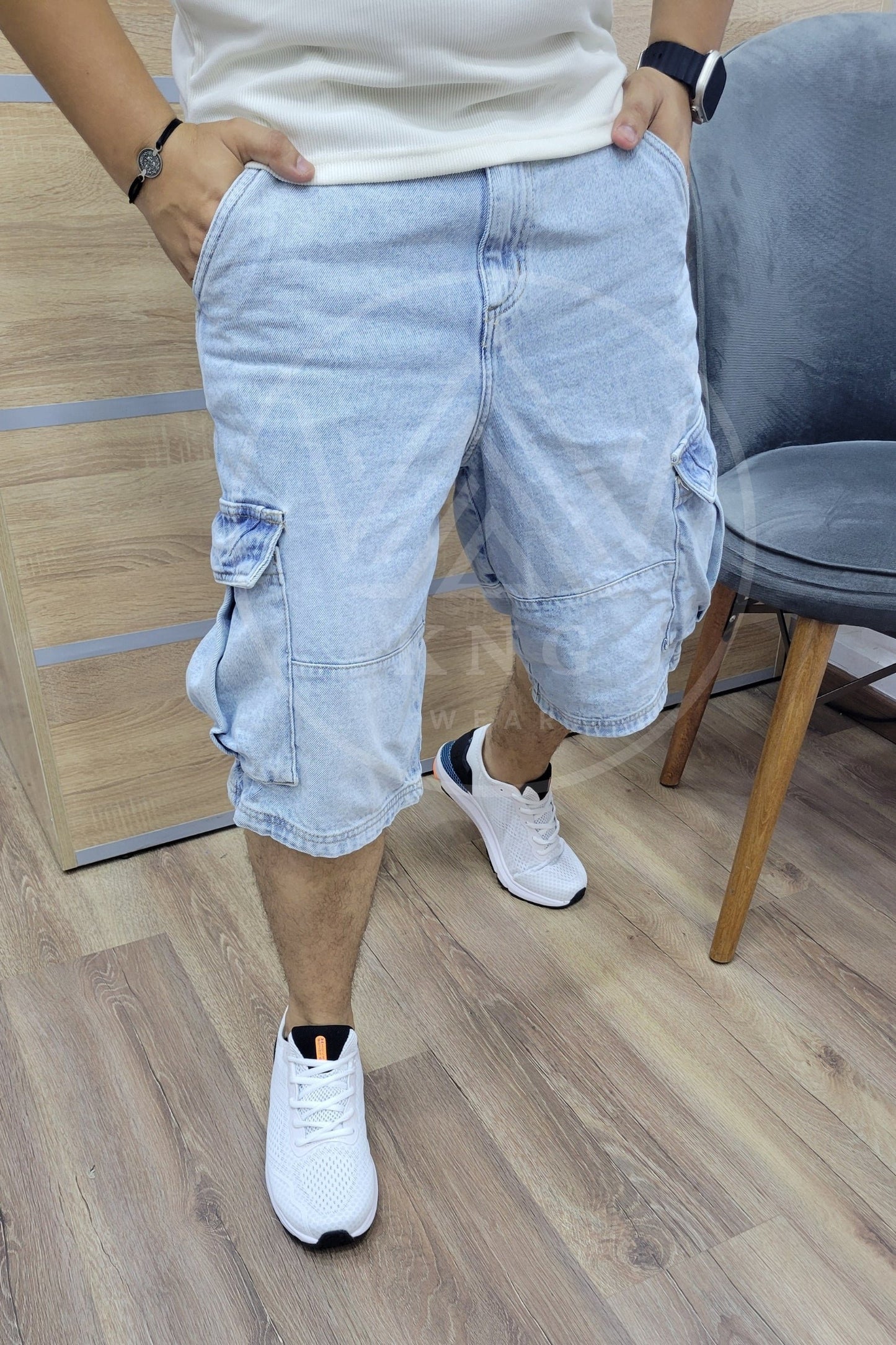 Pantacourt Oversize - Bleu Clair