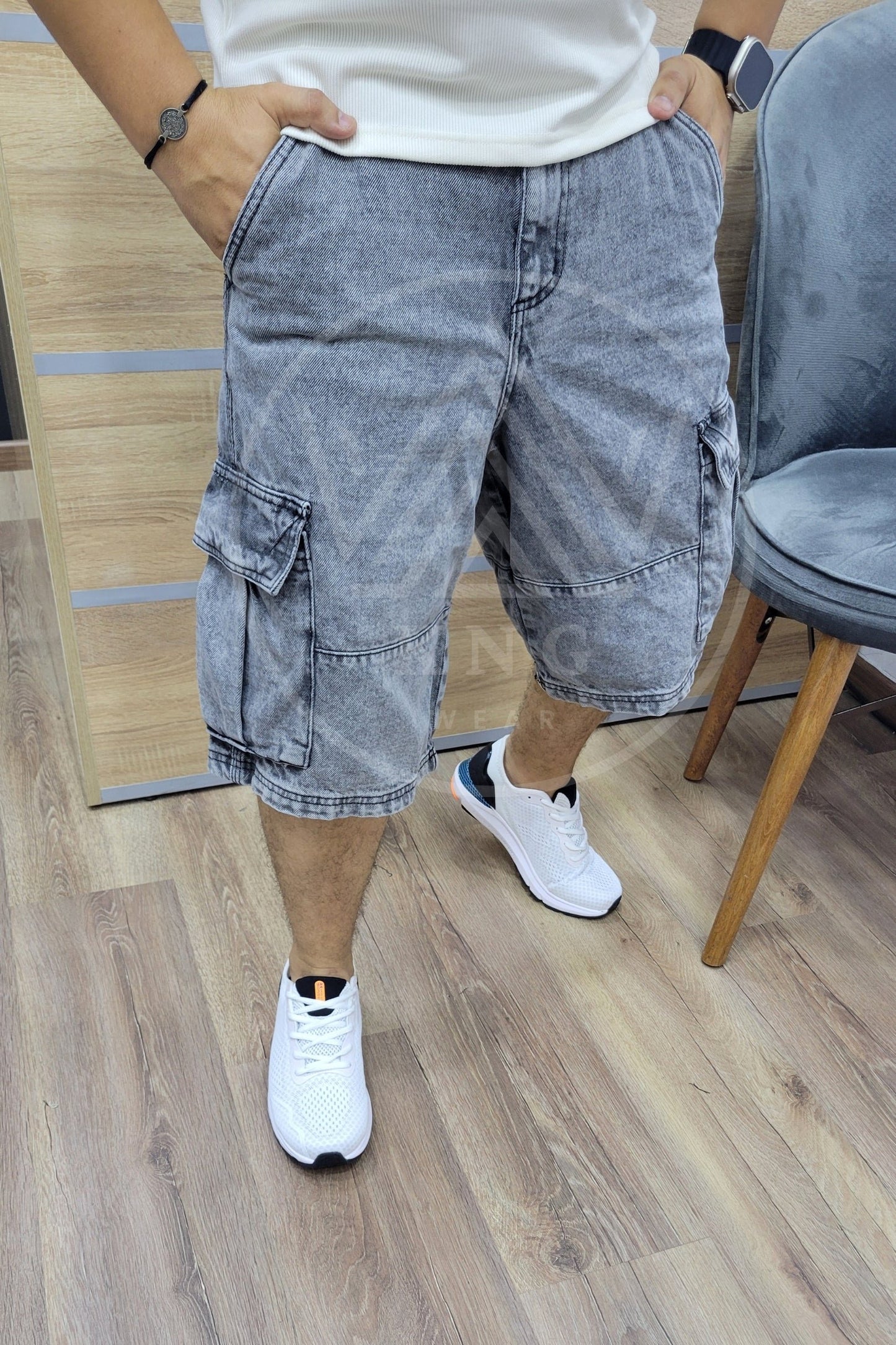 Pantacourt Oversize - Gris Clair