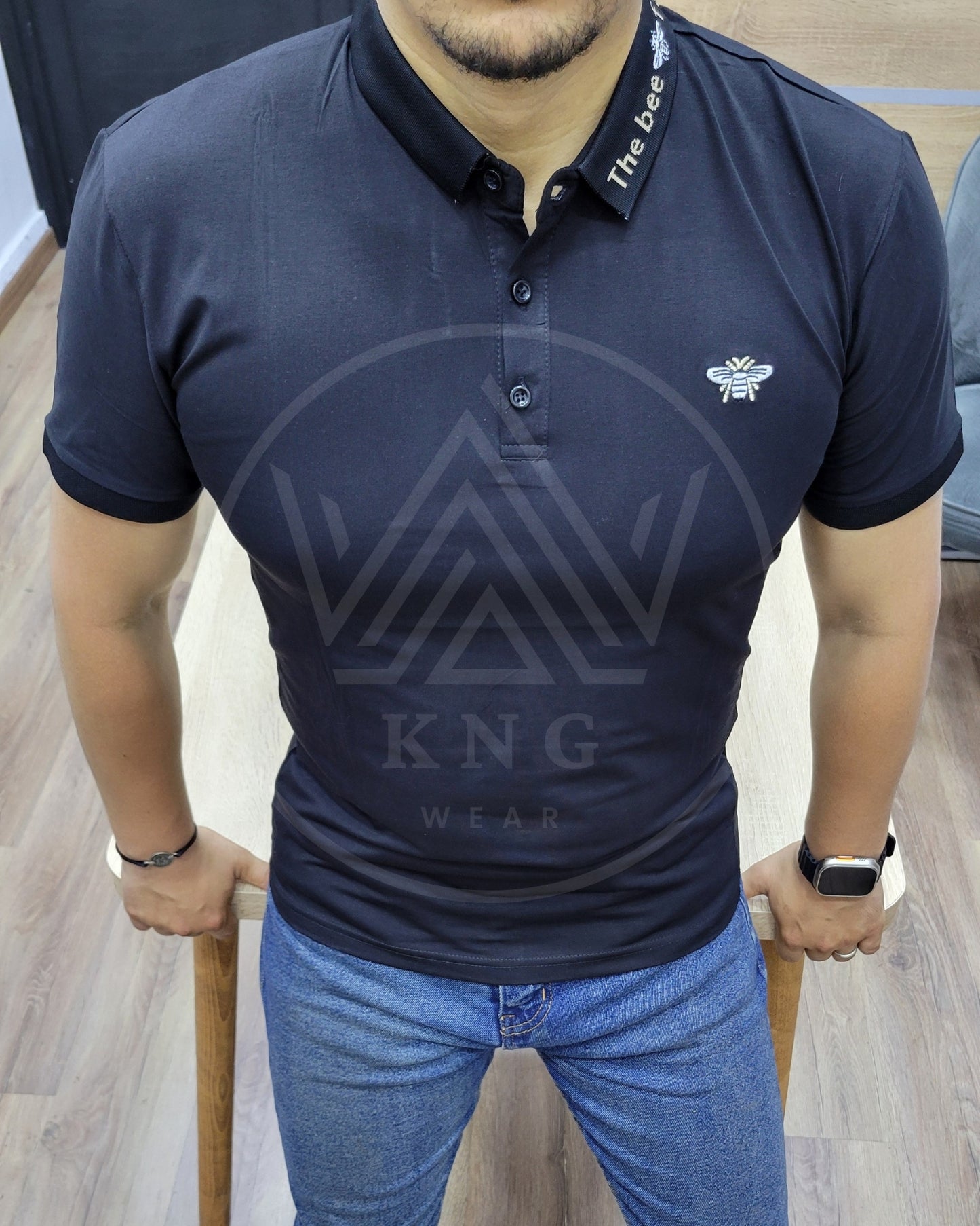 T-Shirt 04 Col Polo - Noir