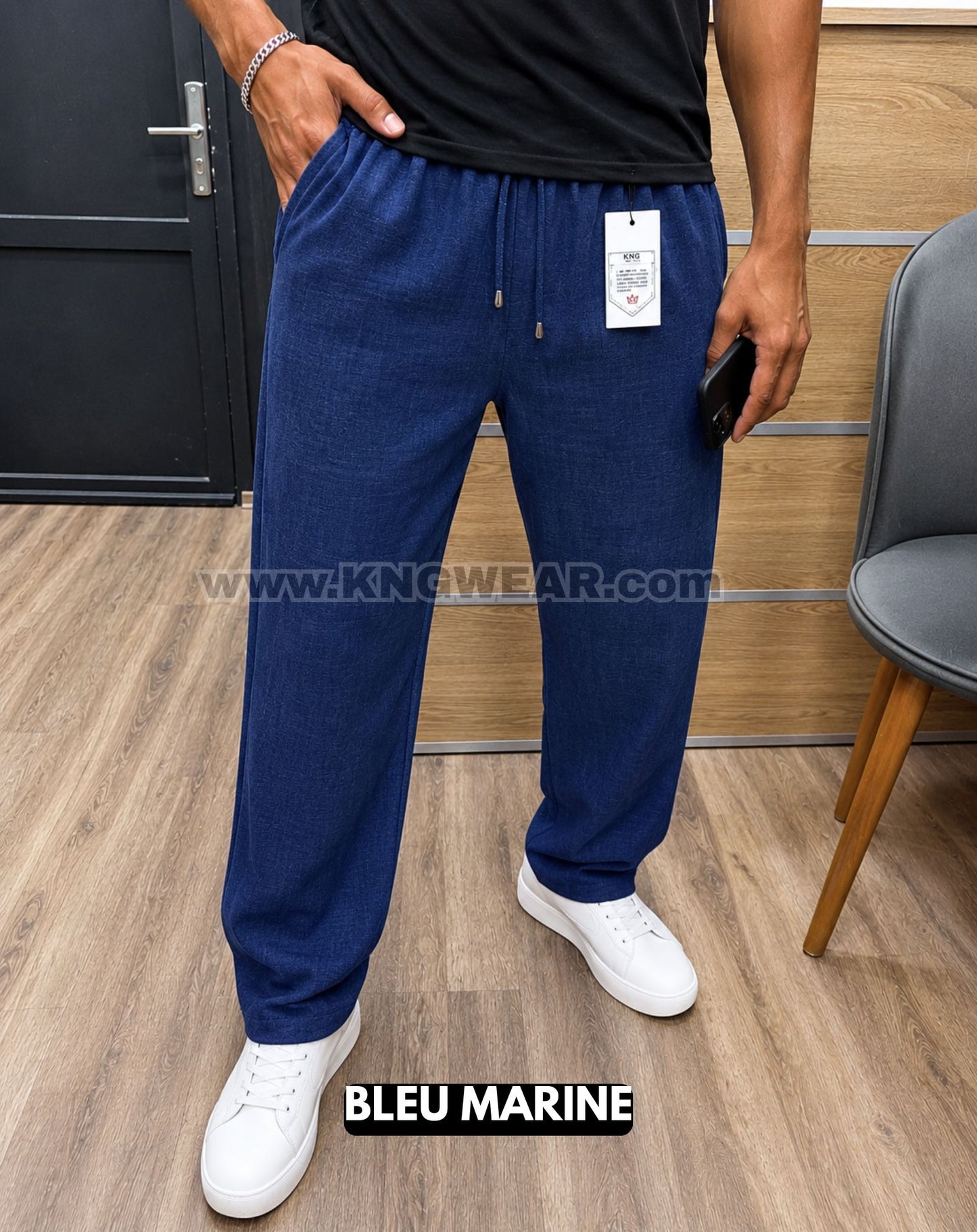 Pantalon Lin - BLEU MARINE