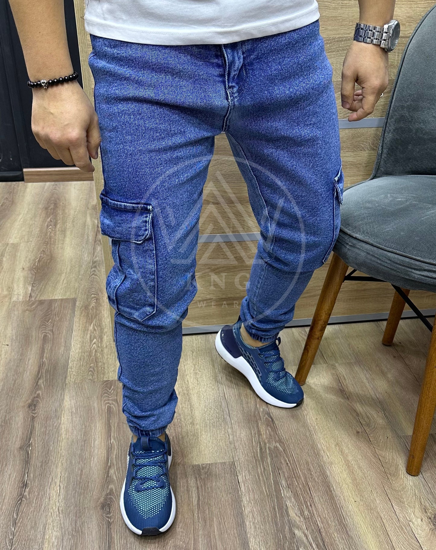 CARGO JEAN Avec Bande M1 - BLEU (Élastique)
