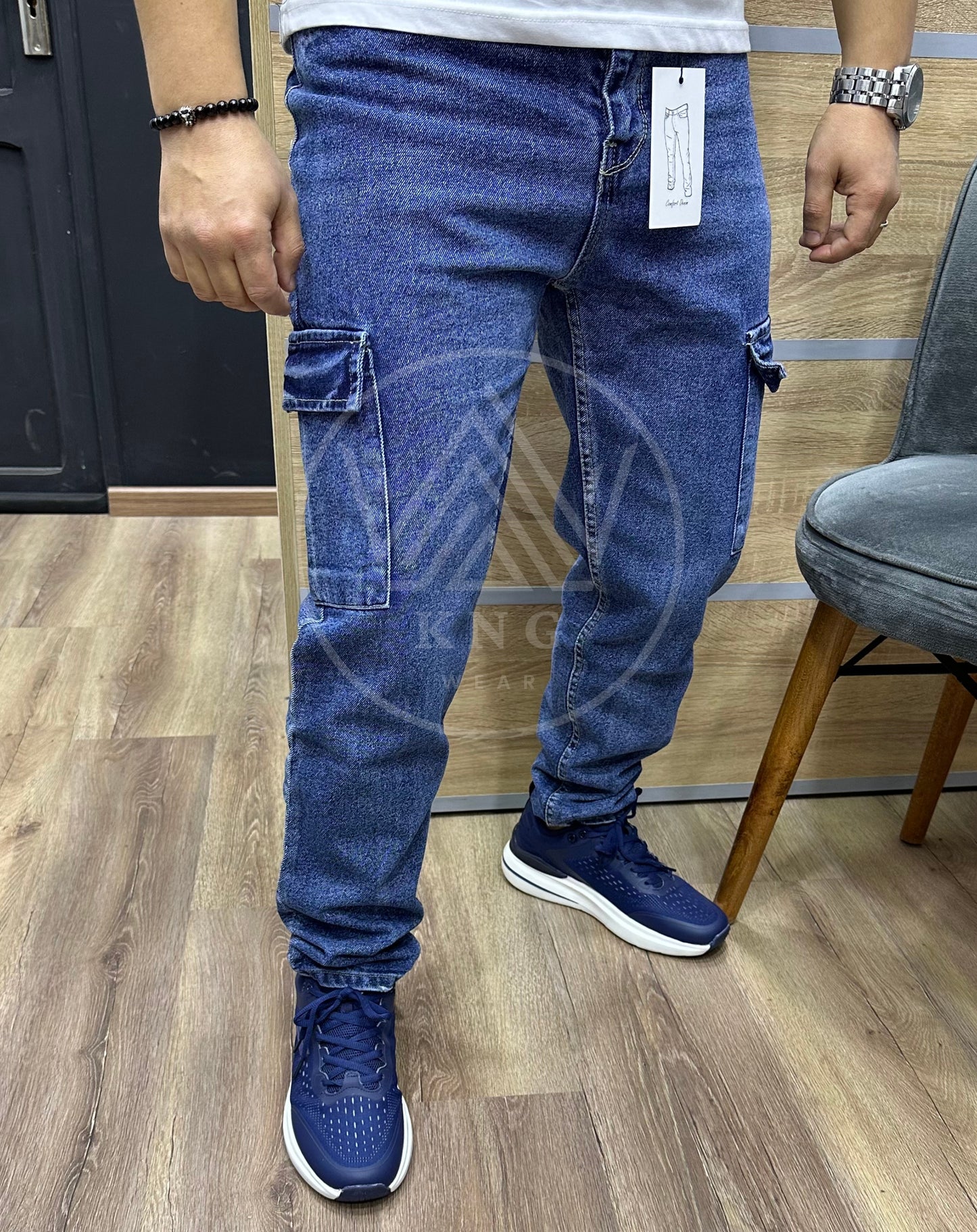 CARGO JEAN REGULAR M1 - BLEU FONCÉ