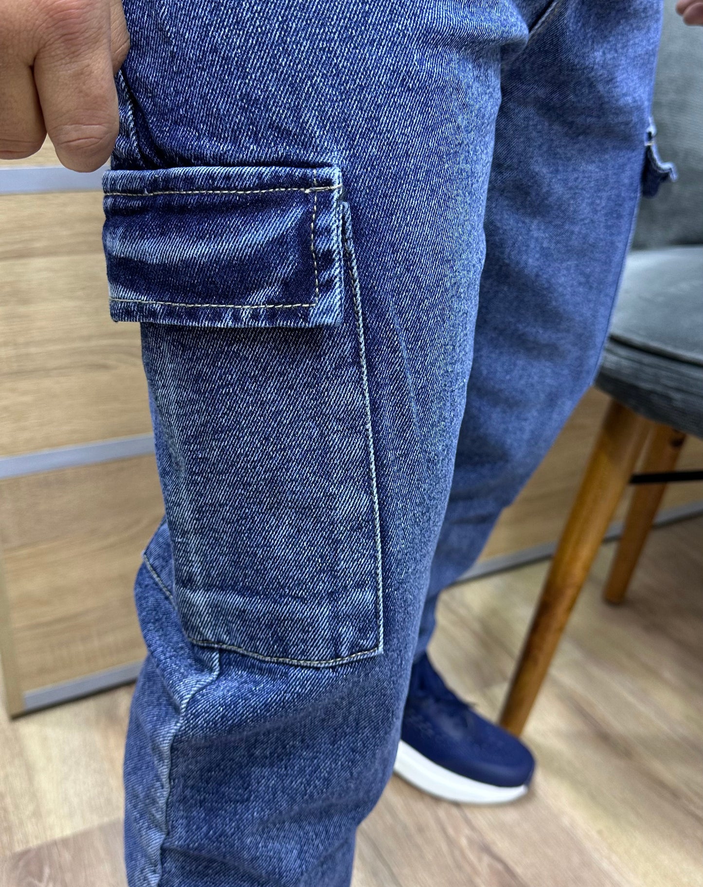 CARGO JEAN REGULAR M1 - BLEU FONCÉ