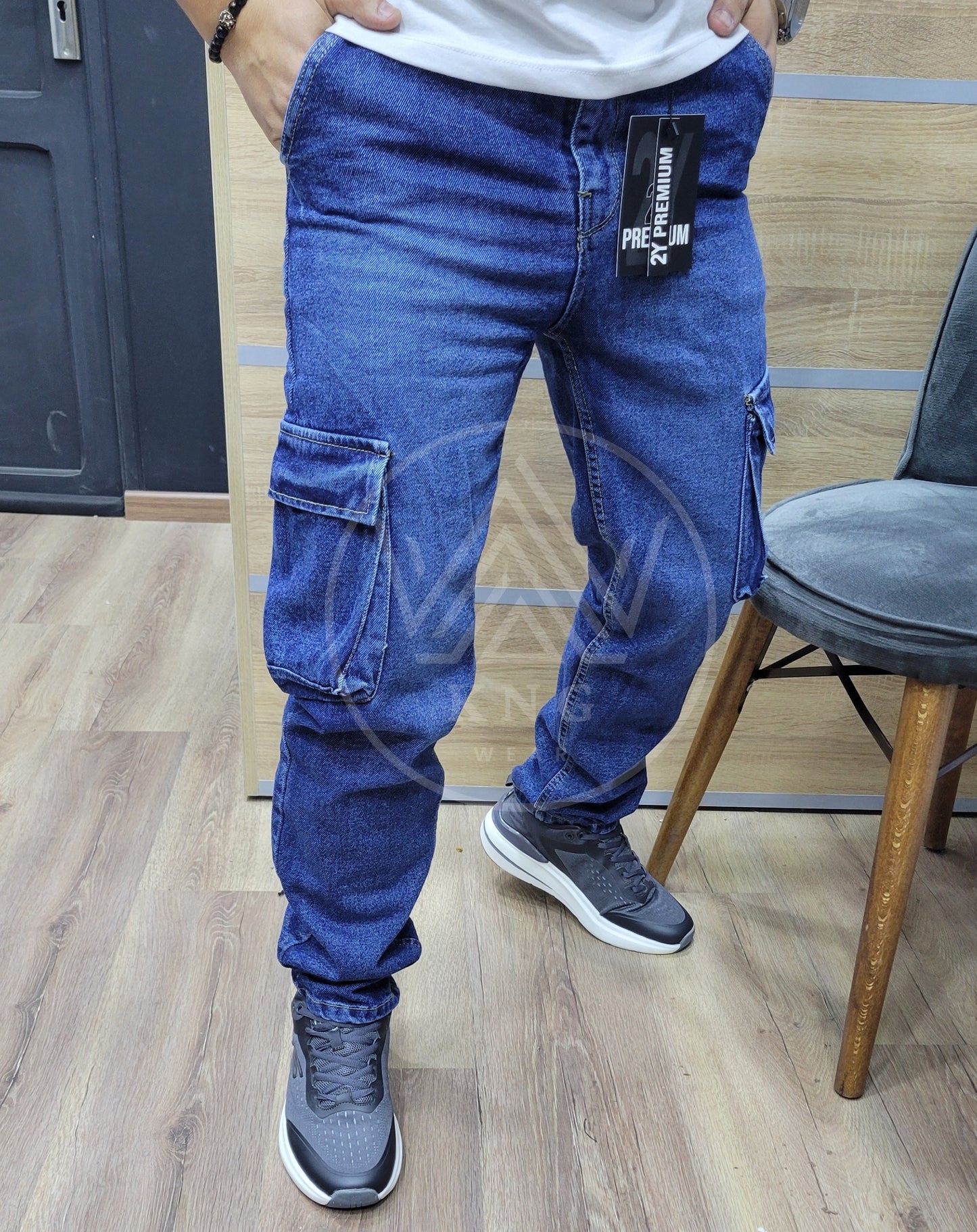 CARGO JEAN REGULAR OVER M2 - BLEU FONCÉ