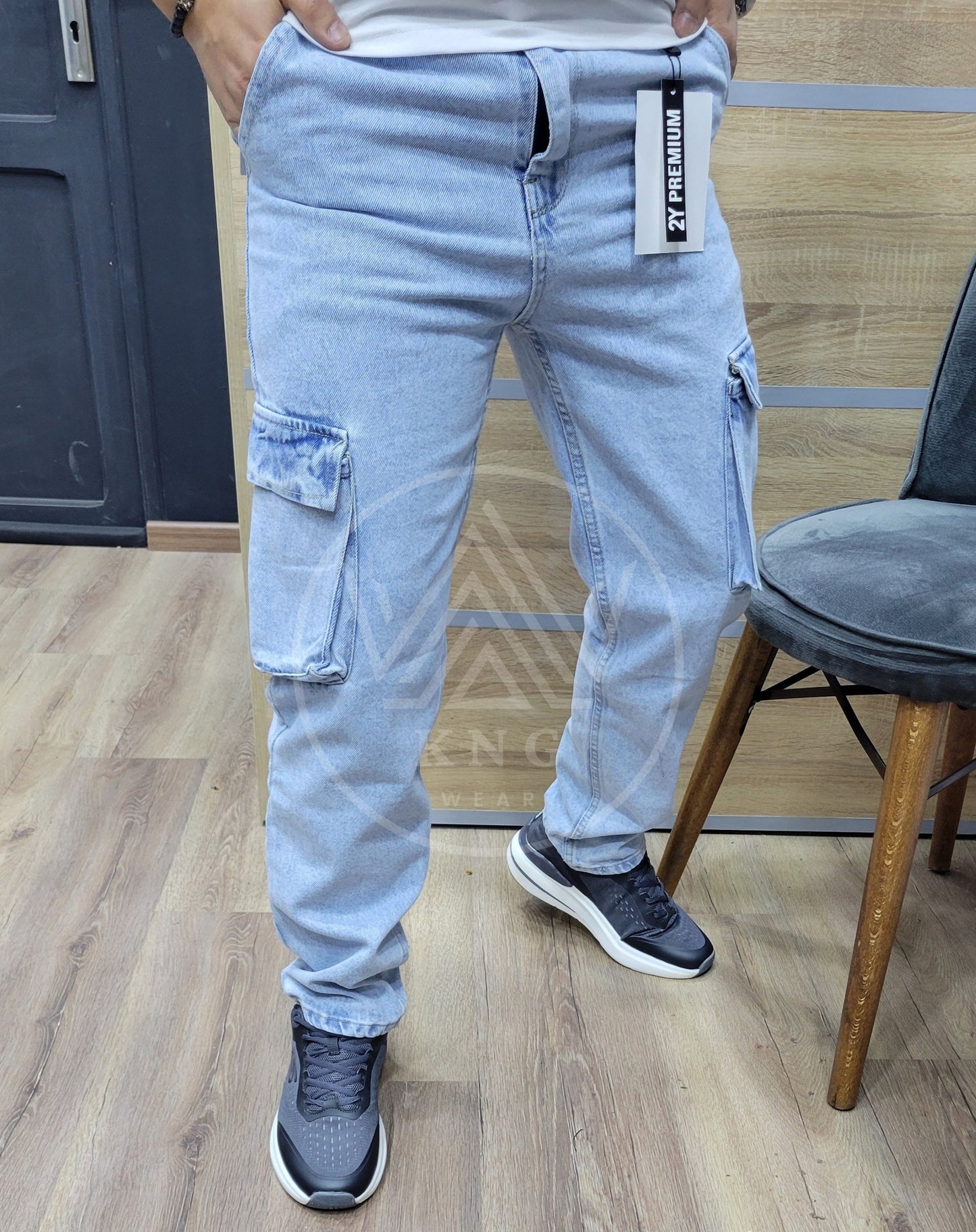 CARGO JEAN REGULAR OVER M2 - BLEU CLAIR