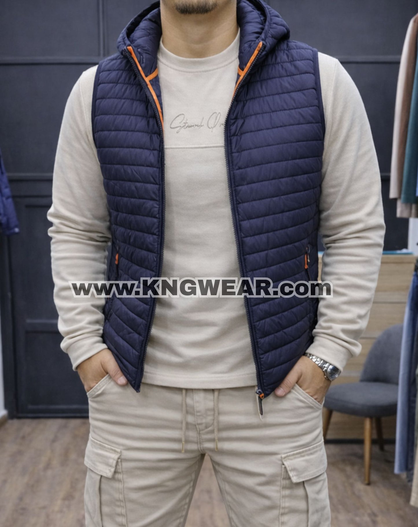 GILET CAPUCHE 98512 - BLEU MARINE