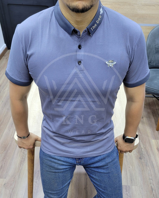 T-Shirt 04 Col Polo - Gris