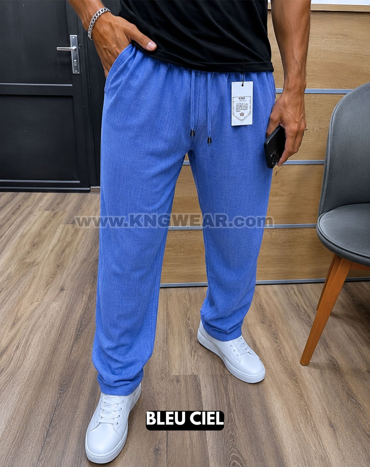 ENSEMBLE PANTALIN LIN + T-SHIRT COL POLO