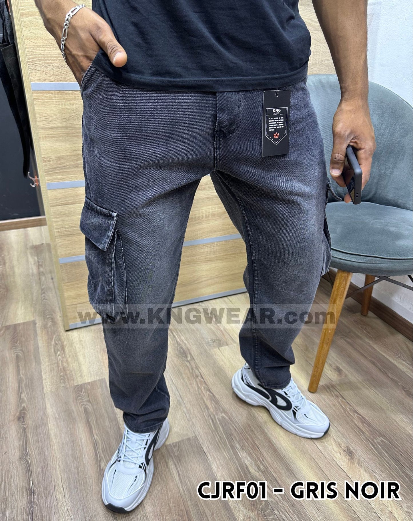 CARGO JEAN RELAXED FIT CJRF01 - GRIS NOIR