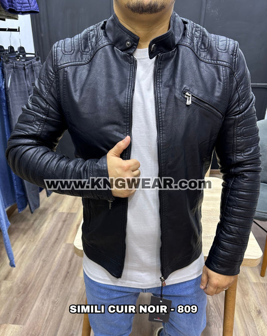 JACKET SIMILI CUIR 809 - NOIR