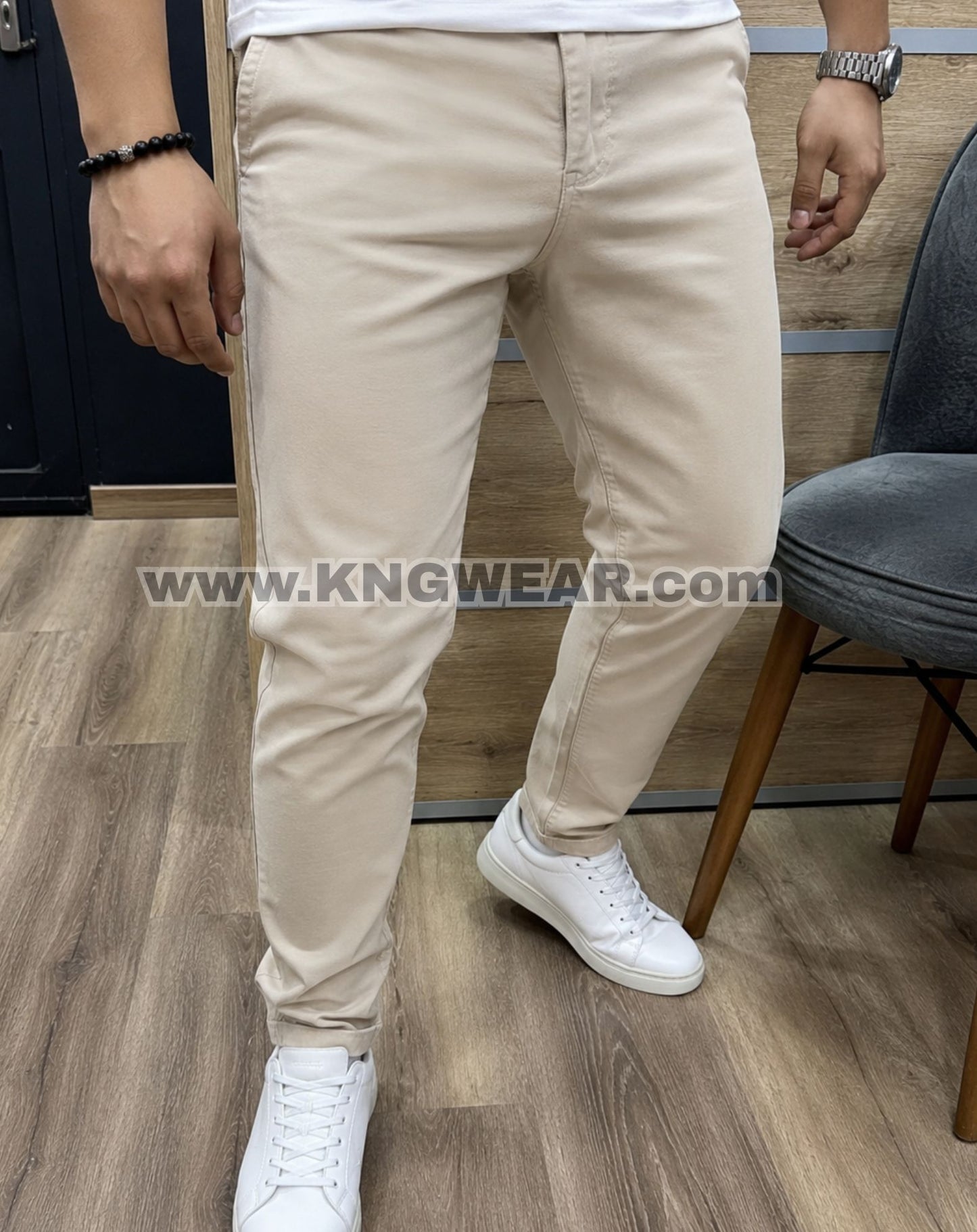 Pantalon Toile Stretch - BEIGE