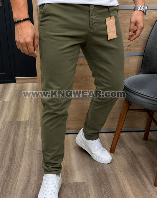 Pantalon Toile Stretch - VERT