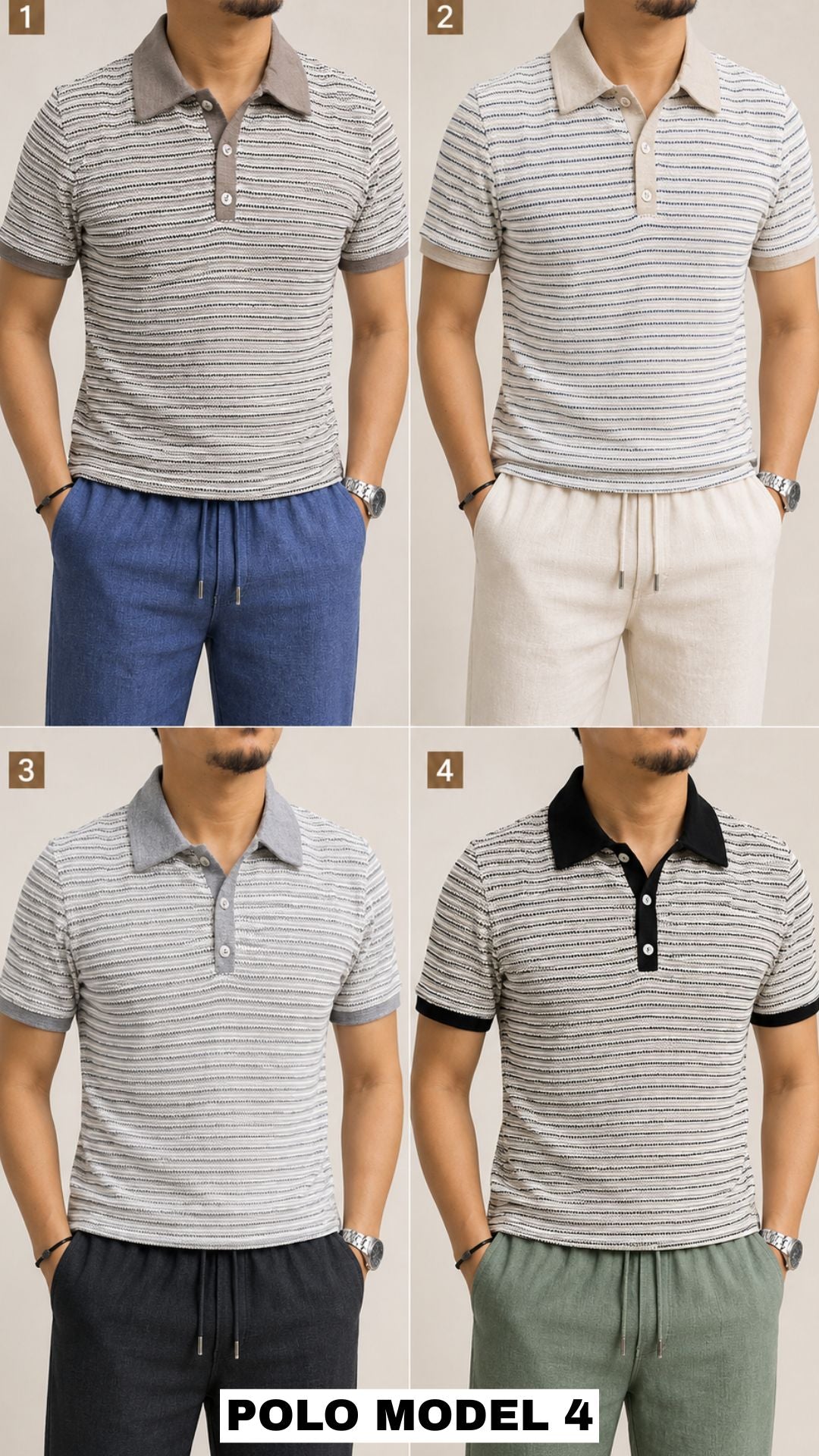 Pantalon Lin + T-Shirt Col Polo 350 DH