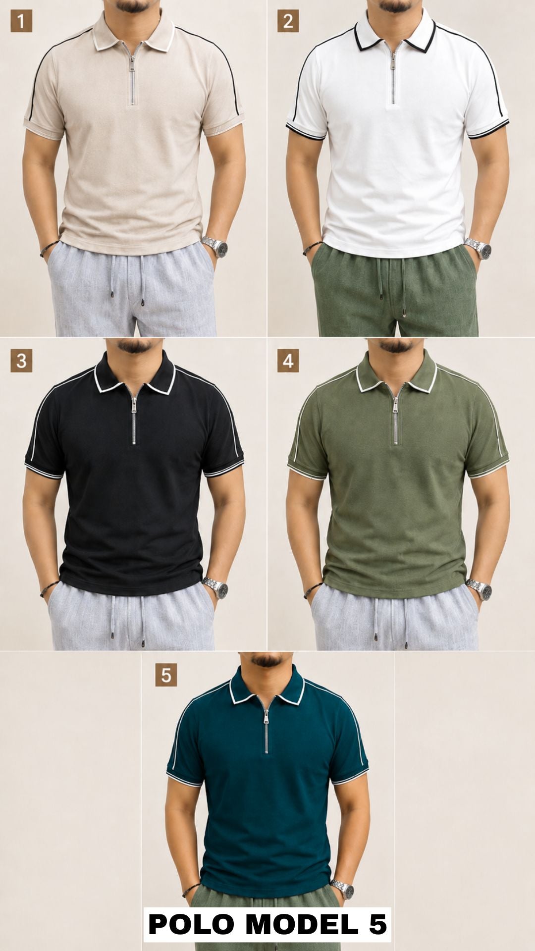 Pantalon Lin + T-Shirt Col Polo 350 DH