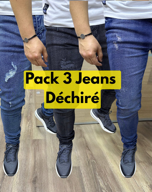 PACK 3 JEANS SLIM - DÉCHIRÉ